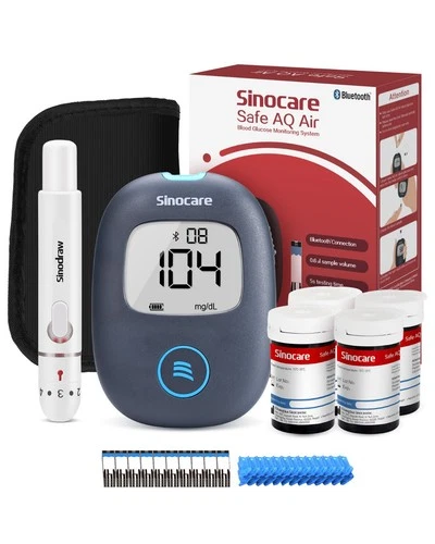 Sinocare Bluetooth Blood Glucose Meter (mg/dL) Set of 100 Test Strips