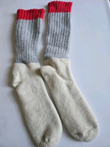 Vintage Wool Hunting Socks Adult L/XL Red Gray Cream