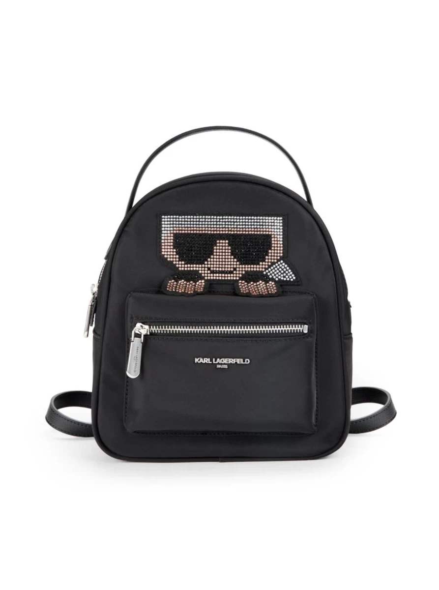 Karl Lagerfeld Paris Black Nylon Backpack Cherry Charm Gold Hardware Karl Lagerfeld Backpack Bags & Handbags for Women | eBay main image 2