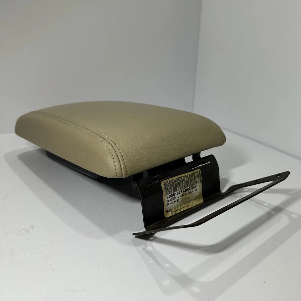 Cadillac DTS 2006-2011 consola central cuero beige reposabrazos tapa almacenamiento OEM Foto 4 de 4