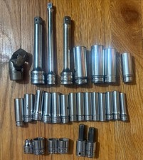 28x Vintage Snap On Sockets + Extensions Swivel SAE Metric Deep Well - FREE SHIP