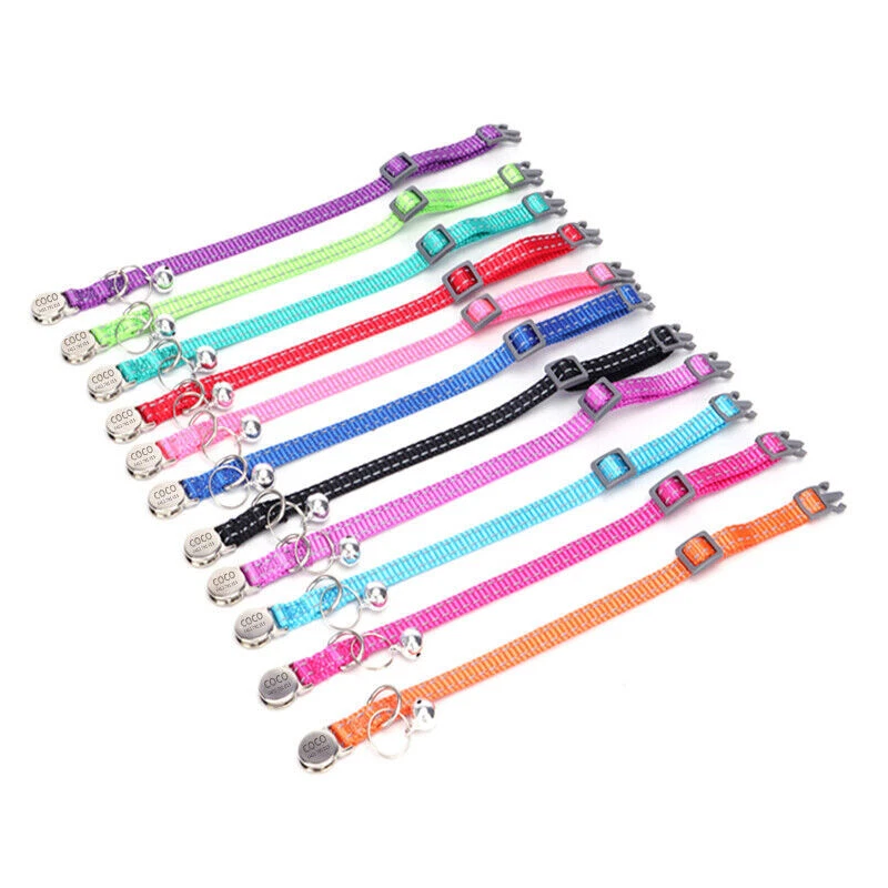 Personalised Cat Collar Nylon Custom Name / Number Bell Safe Buckle Reflective - image 4 of 4