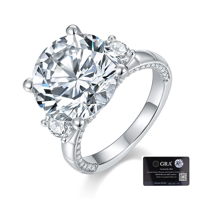 8Ct Round VVS1 Moissanite Engagement Ring in 925 Sterling Silver