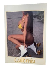 Vintage Los Angeles California Postcard NEW Girl Bikini Rollerblades Boobs 80’s