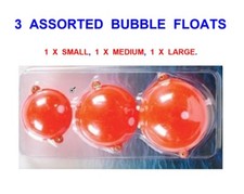 3 MIXED RED BUBBLE FLOATS,SMALL,MEDIUM,LARGE FOR SEA PIKE TROUT FLY FISHING LINE