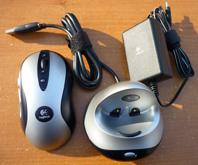 Logitech MX700 Wireless Optical Gaming Mouse M/N M-RY81 Charging Base + Adapter