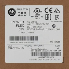 NEW Sealed Allen Bradley 25B-D2P3N104 PowerFlex 525 AC Drive 0.75kW 1Hp