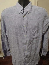 Daniel CREMIEUX 100% Linen button down shirt Large L signature collection Mens