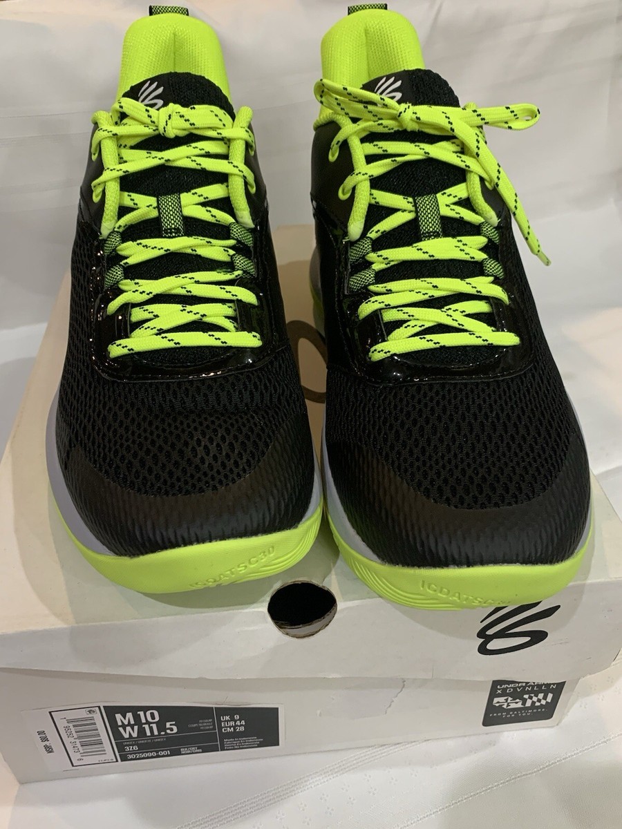 Under Armour Curry 3Z6 Basketball M 10 W 11.5 BLACK NEON YELLOW