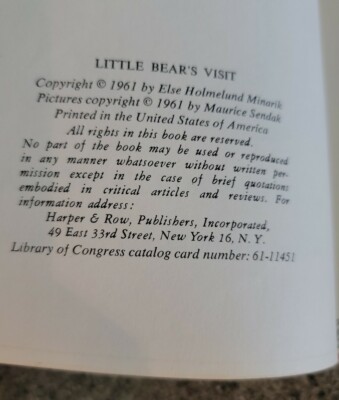 洋書 MiIIeMiglia1997 Vintage First Edition Book - Little Bear's Visit by Sendak and