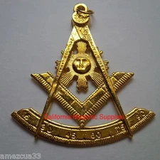 Past Master Golden Tone Jewel For Masonic Collar Regalia Freemasons Pendent 