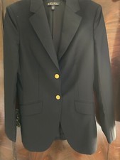 Brooks Brothers Gold Button 100 Wool Blazer Blue Women Size 4