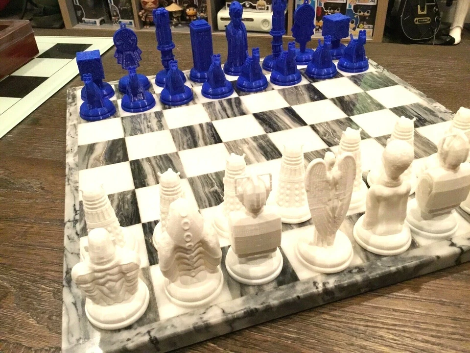 Juego de ajedrez Doctor Who (FAN ART) Tardis, Cyberman, Dalek, Weeping Angels, Dr Who Foto 4 de 4