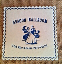 Vintage Aragon Ballroom Paper Cocktail Drink Coaster Lick Pier Ocean Park Ca