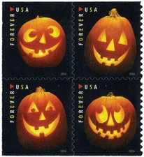 USPS Stamps 2016 Jack-O'-Lantern Unused book of 20 Scott 5137-40 MicroPrint BCA