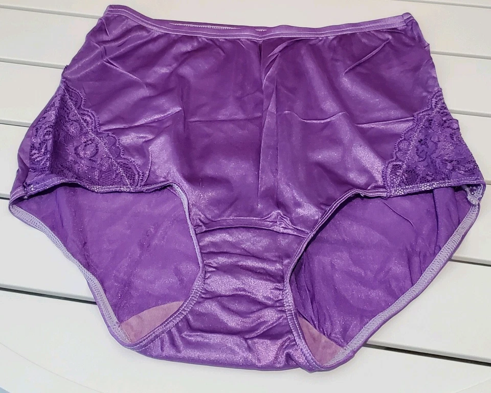 Panty Shadowline Brillante Nylon Encaje Abuela Corte Completo 7/L PÚRPURA Uva 17082 Foto 4 de 4