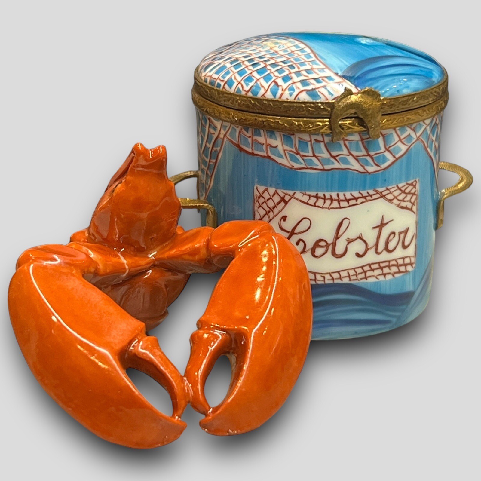 Vintage Limoges France Porcelain Peint Main Trinket Box Lobster Pot eBay