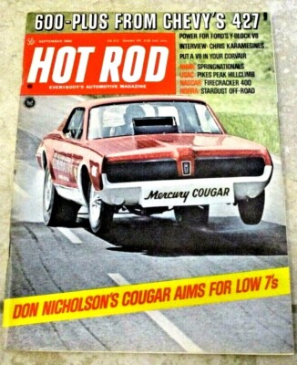 Vintage! Hot Rod Magazine Book Sept 1968 600 HP 427 Chevy Don