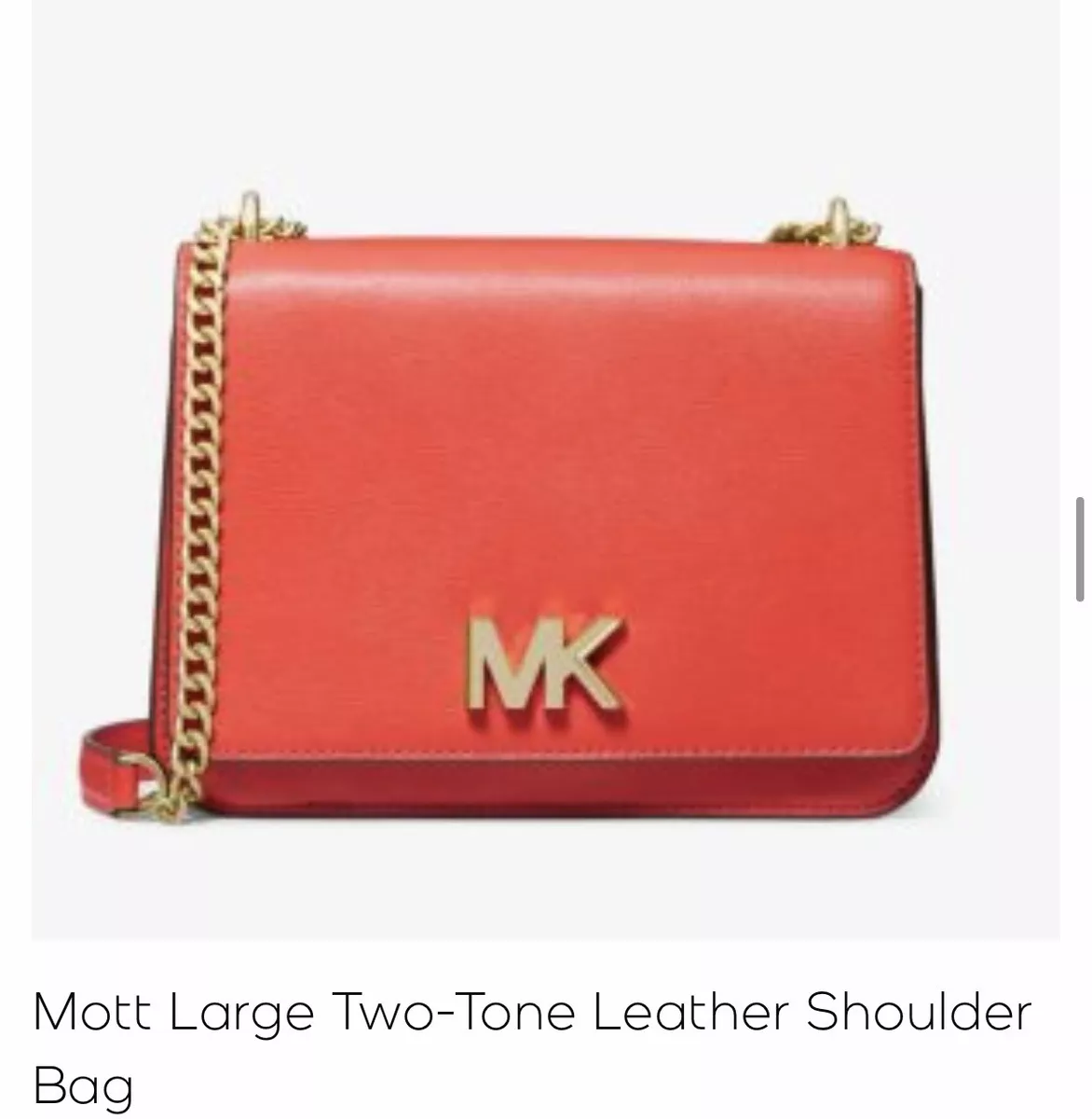 Michael Kors Mott Large Two tone Leather Shoulder Bag