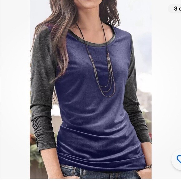 Sundance Blue Dulcet Tones Velour Velvet Ruched Top Size XS