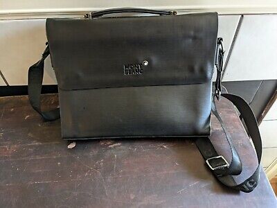 Black Leather Montblanc Office Bag, Size/Dimension: 14 X 16 Inch