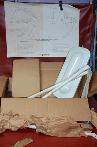 NOS Vtg Mopar West Coast Side Mirror Head & Bracket Kit 7"x16" White 3419445 OEM