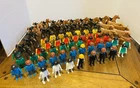 PLAYMOBIL VINTAGE LOT - (46) FIGURES - 26 HORSES / COWS - HUGE ACCESSORY LOT !!