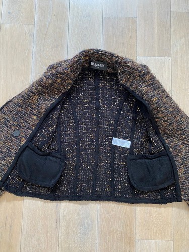 Balmain Jacket Tweed Unworn Brown Multicolor Size 38 - Picture 6 of 11