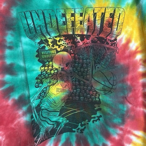 Undefeated Y2K USA Made Basketball Skeleton Tie Dye Tee Shirt XL - Bild 2 von 5