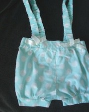 Vintage Infant Girl's Turquoise Dot One Piece Ruffle Back Outfit 0-6 Months