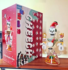 CHEECH GLASS Limited ed. Green Santa's skeleton 11" water pipe/hookah/rig/bong 