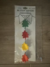 Vintage NEW Button Covers Autumn Leaf Thanksgiving Fall Theme Lot of 4