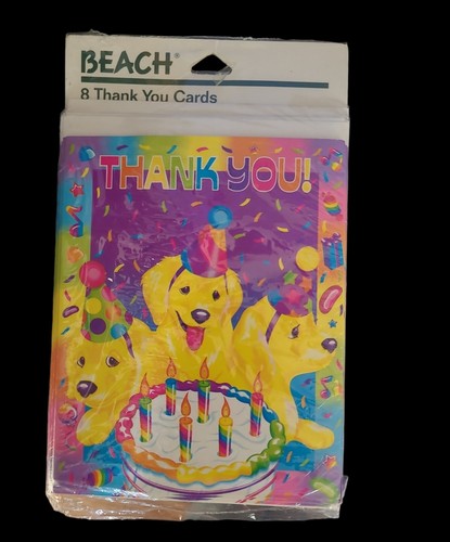Vintage Beach LISA FRANK Thank You Cards Envelopes Set puppies party ...