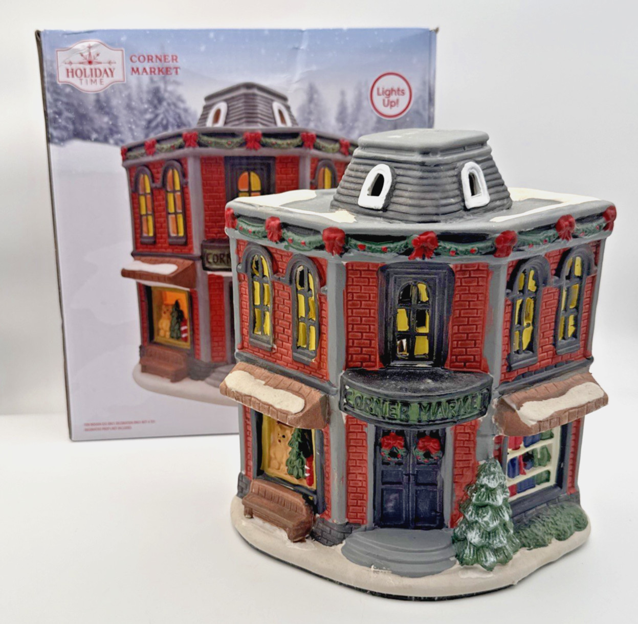 Holiday Time Xmas Village Corner Market (2025) — New / Overstock • Tested Works