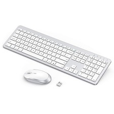 Wireless Keyboard and Mouse Combo, Rechargeable Quiet Keyboard Mouse, Sleek a...