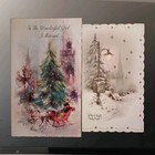 Vintage Greeting Card Lot /8 - Glitter Winter Scenic & Elegant Ladies 1940s-60s — photo 9