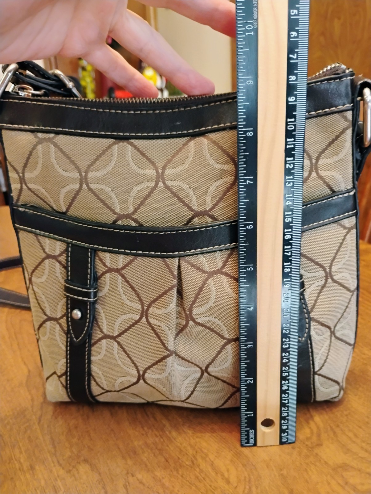 Nine West Patterned Beige Geometric Shape Crossbo… - image 9