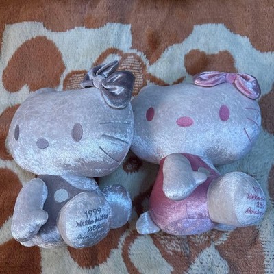 Hello Kitty 35th Anniversary 1999 Plüschtier Grau Rosa Stofftier Neu