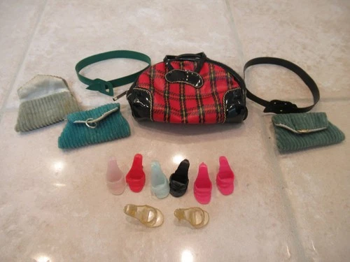 Vintage Mattel Barbie Doll Accessories Belts Bags Shoes 1960's