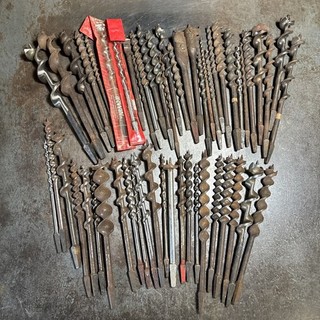 Large Lot Vintage Auger Bits Brace Drill Woodworking Carpenter Tool Assorted USA