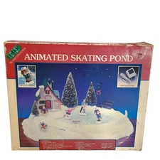 1995 Lemax Animated Skating Pond - Christmas Village Accessory 54106 