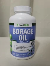 Borage Oil 1000mg High GLA Cold Pressed Hexane Free 180 Softgels Exp 11/26