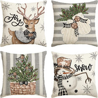 Schneemann Rentier Handschuhe Holly BüFfel Plaid Weihnachten KissenbezüGe 4Er Se