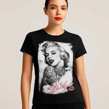 Short Sleeve T-Shirt Signed Portrait of Iconic 50's Pinup Girl Top Koala Tee