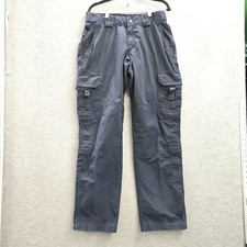 5.11 Tactical Women Pants 12 LONG Blue Cargo Ripstop Button Strap 33" Inseam