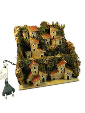 Paesaggio Artigianale con Case e Luci Cm 14x20x18h Casolare Villaggio Presepe