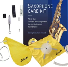Alto Saxophone Care Kit All-Inclusive, Cleaning Brushes, Swabs, Cork Grease