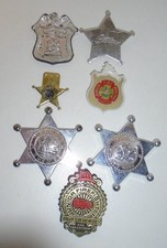 7 Toy Deputy Badges Police Fire Plastic and Metal 6 Point Star Vintage Lot