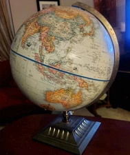 Replogle 12" Globe World Classic Series Raised Relief Square Metal Base Tabletop