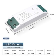 DUSKTEC LED Driver 24V 60W, Lighting Transformer 240V to 24V Low Voltage, DC 24